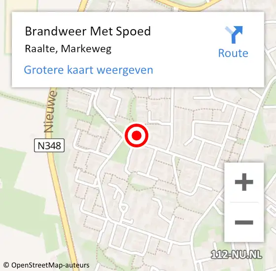 Locatie op kaart van de 112 melding: Brandweer Met Spoed Naar Raalte, Markeweg op 23 oktober 2024 22:58