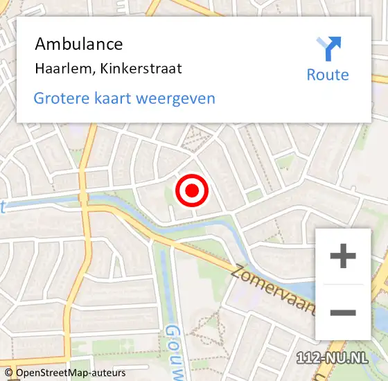 Locatie op kaart van de 112 melding: Ambulance Haarlem, Kinkerstraat op 23 oktober 2024 23:00