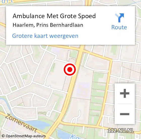 Locatie op kaart van de 112 melding: Ambulance Met Grote Spoed Naar Haarlem, Prins Bernhardlaan op 24 oktober 2024 00:11