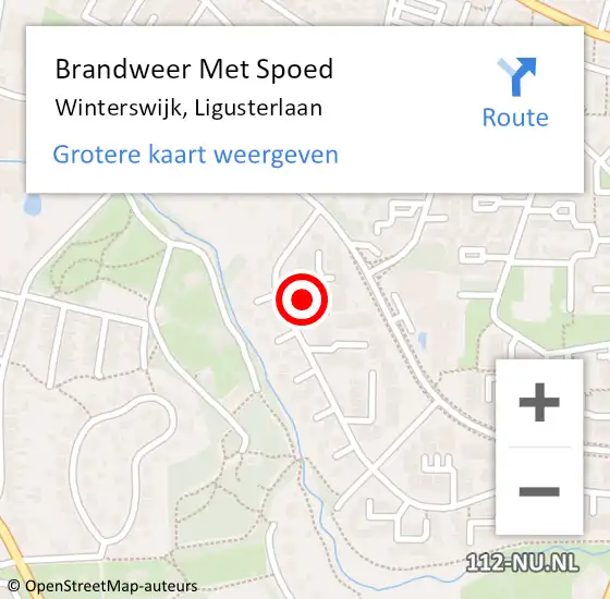 Locatie op kaart van de 112 melding: Brandweer Met Spoed Naar Winterswijk, Ligusterlaan op 24 oktober 2024 00:33