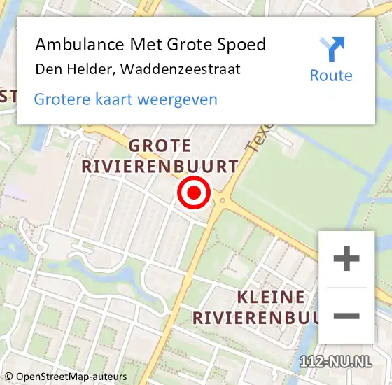 Locatie op kaart van de 112 melding: Ambulance Met Grote Spoed Naar Den Helder, Waddenzeestraat op 24 oktober 2024 00:38