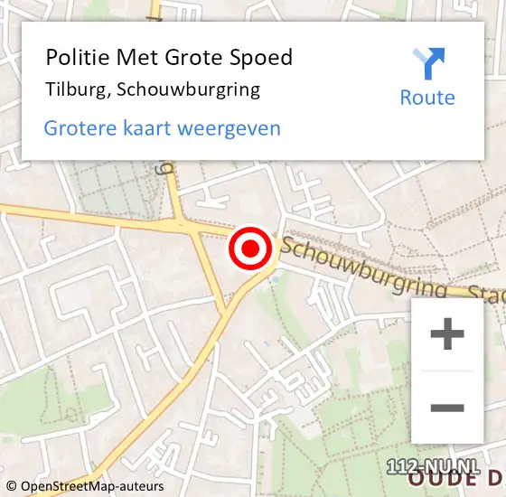 Locatie op kaart van de 112 melding: Politie Met Grote Spoed Naar Tilburg, Schouwburgring op 24 oktober 2024 00:46