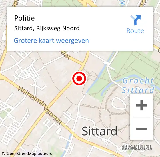 Locatie op kaart van de 112 melding: Politie Sittard, Rijksweg Noord op 24 oktober 2024 01:32