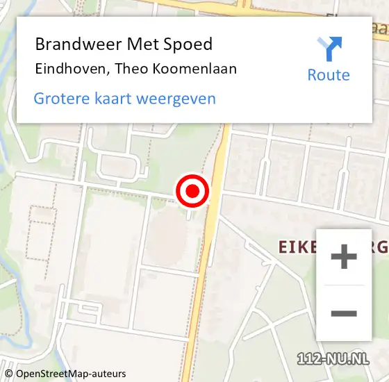 Locatie op kaart van de 112 melding: Brandweer Met Spoed Naar Eindhoven, Theo Koomenlaan op 24 oktober 2024 02:05