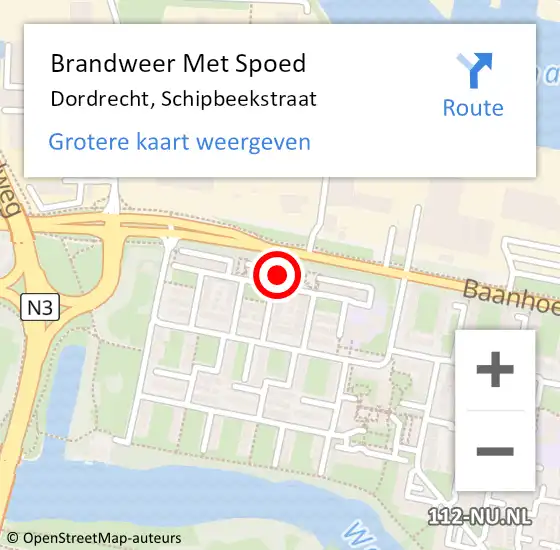 Locatie op kaart van de 112 melding: Brandweer Met Spoed Naar Dordrecht, Schipbeekstraat op 24 oktober 2024 02:54