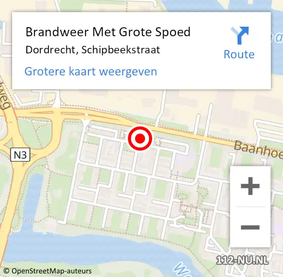 Locatie op kaart van de 112 melding: Brandweer Met Grote Spoed Naar Dordrecht, Schipbeekstraat op 24 oktober 2024 02:55