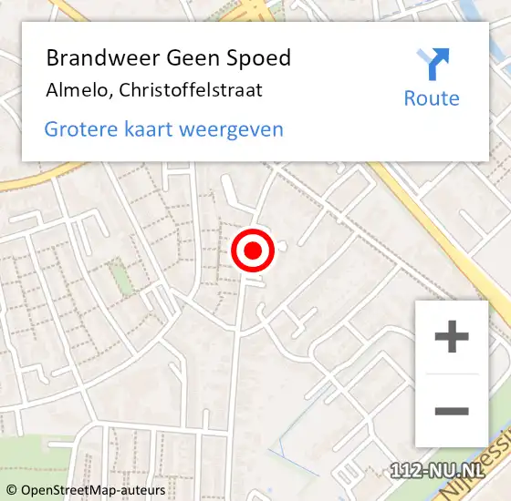 Locatie op kaart van de 112 melding: Brandweer Geen Spoed Naar Almelo, Christoffelstraat op 24 oktober 2024 03:32