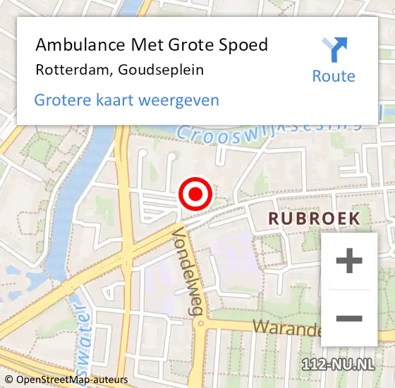 Locatie op kaart van de 112 melding: Ambulance Met Grote Spoed Naar Rotterdam, Goudseplein op 24 oktober 2024 03:49