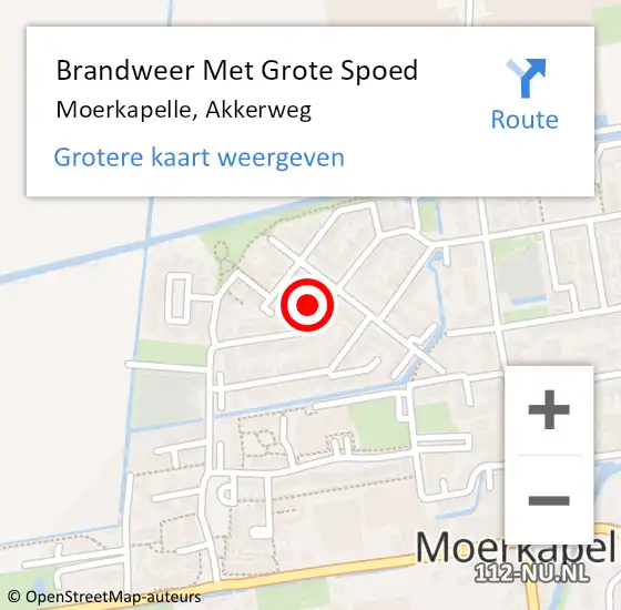 Locatie op kaart van de 112 melding: Brandweer Met Grote Spoed Naar Moerkapelle, Akkerweg op 24 oktober 2024 03:59