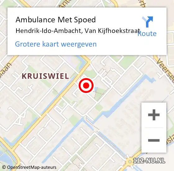 Locatie op kaart van de 112 melding: Ambulance Met Spoed Naar Hendrik-Ido-Ambacht, Van Kijfhoekstraat op 24 oktober 2024 04:01