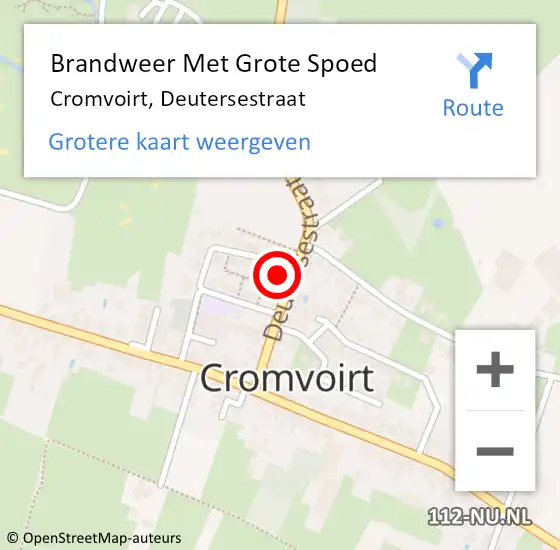 Locatie op kaart van de 112 melding: Brandweer Met Grote Spoed Naar Cromvoirt, Deutersestraat op 24 oktober 2024 04:02