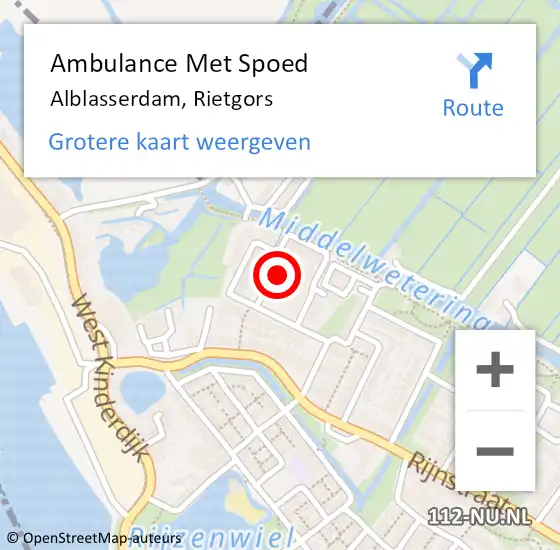 Locatie op kaart van de 112 melding: Ambulance Met Spoed Naar Alblasserdam, Rietgors op 24 oktober 2024 04:35