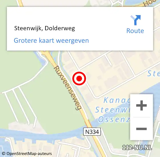 Locatie op kaart van de 112 melding:  Steenwijk, Dolderweg op 24 oktober 2024 05:08