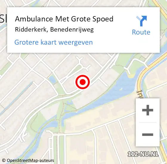 Locatie op kaart van de 112 melding: Ambulance Met Grote Spoed Naar Ridderkerk, Benedenrijweg op 24 oktober 2024 05:12