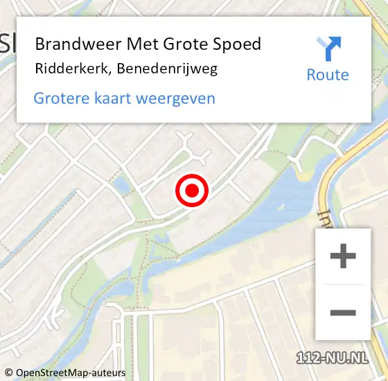 Locatie op kaart van de 112 melding: Brandweer Met Grote Spoed Naar Ridderkerk, Benedenrijweg op 24 oktober 2024 05:14