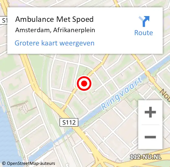 Locatie op kaart van de 112 melding: Ambulance Met Spoed Naar Amsterdam, Afrikanerplein op 24 oktober 2024 05:28