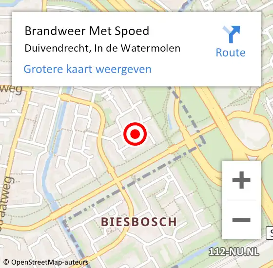 Locatie op kaart van de 112 melding: Brandweer Met Spoed Naar Duivendrecht, In de Watermolen op 24 oktober 2024 05:42