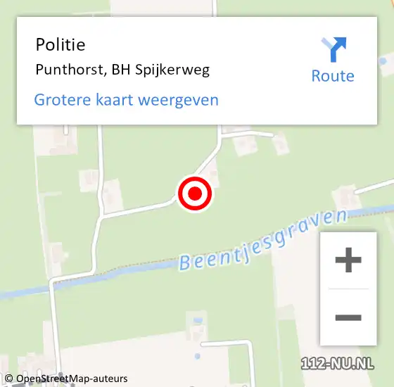 Locatie op kaart van de 112 melding: Politie Punthorst, BH Spijkerweg op 24 oktober 2024 06:50