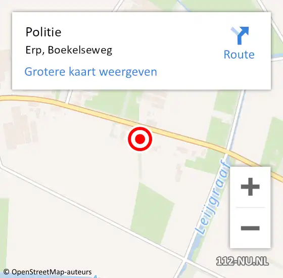 Locatie op kaart van de 112 melding: Politie Erp, Boekelseweg op 24 oktober 2024 06:51