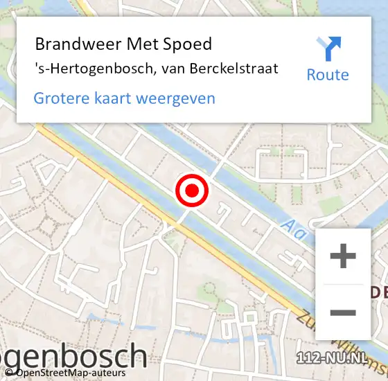 Locatie op kaart van de 112 melding: Brandweer Met Spoed Naar 's-Hertogenbosch, van Berckelstraat op 24 oktober 2024 06:56