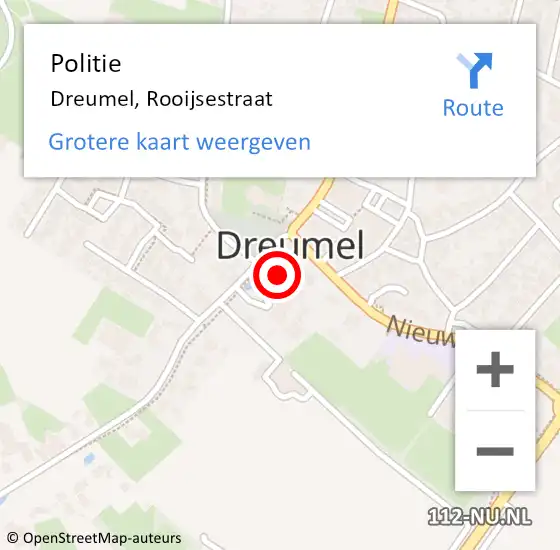 Locatie op kaart van de 112 melding: Politie Dreumel, Rooijsestraat op 24 oktober 2024 07:09