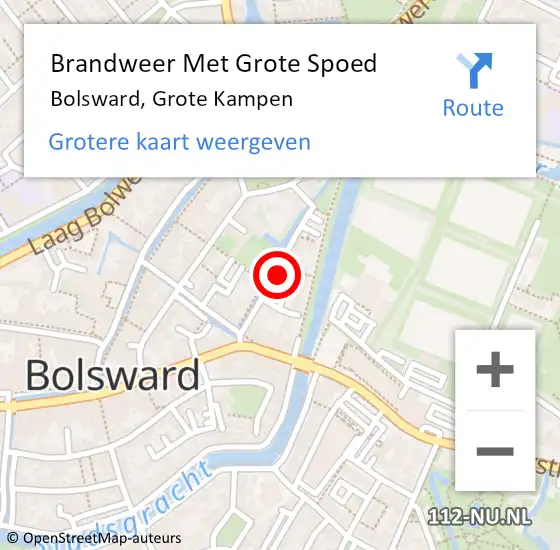 Locatie op kaart van de 112 melding: Brandweer Met Grote Spoed Naar Bolsward, Grote Kampen op 24 oktober 2024 07:50