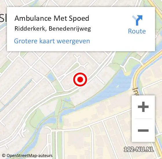 Locatie op kaart van de 112 melding: Ambulance Met Spoed Naar Ridderkerk, Benedenrijweg op 24 oktober 2024 08:09