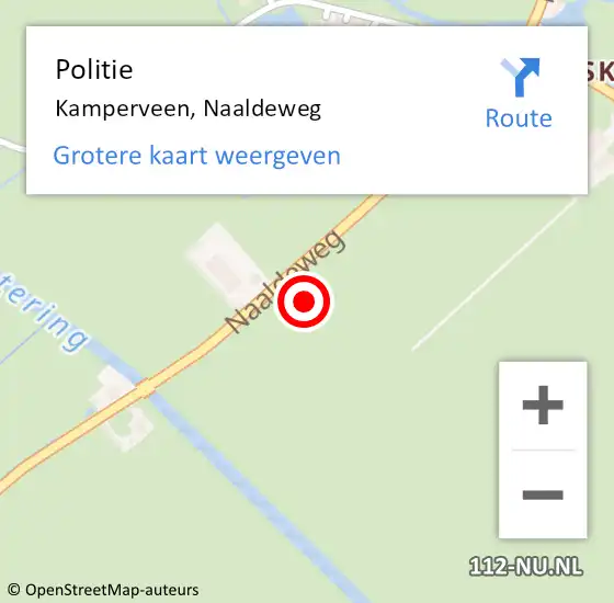 Locatie op kaart van de 112 melding: Politie Kamperveen, Naaldeweg op 24 oktober 2024 08:25