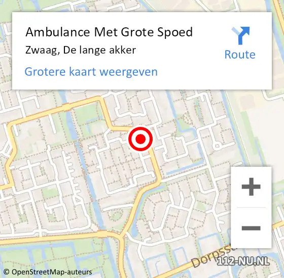 Locatie op kaart van de 112 melding: Ambulance Met Grote Spoed Naar Zwaag, De lange akker op 24 oktober 2024 08:25