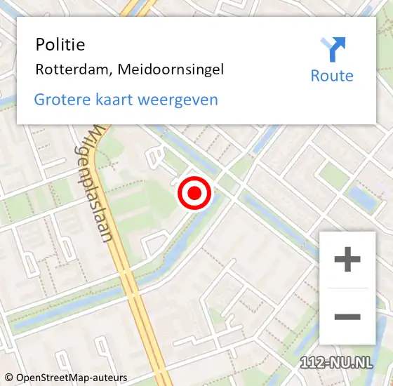 Locatie op kaart van de 112 melding: Politie Rotterdam, Meidoornsingel op 24 oktober 2024 08:26