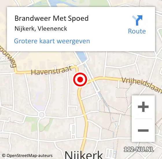 Locatie op kaart van de 112 melding: Brandweer Met Spoed Naar Nijkerk, Vleenenck op 24 oktober 2024 08:51