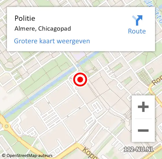 Locatie op kaart van de 112 melding: Politie Almere, Chicagopad op 24 oktober 2024 08:56