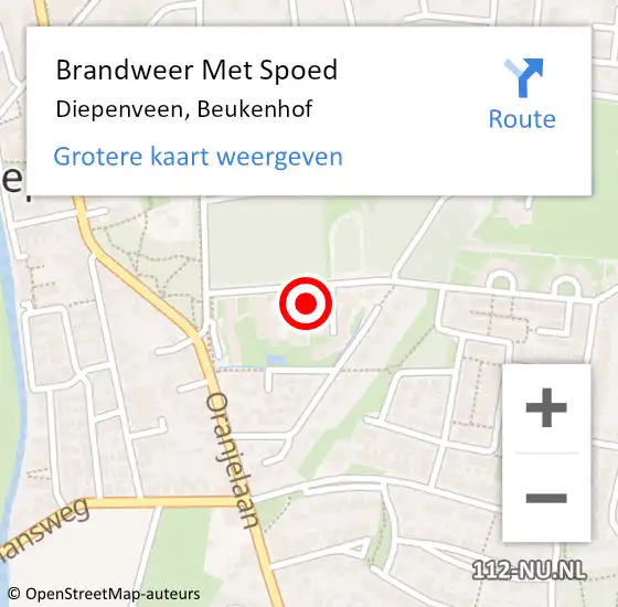 Locatie op kaart van de 112 melding: Brandweer Met Spoed Naar Diepenveen, Beukenhof op 24 oktober 2014 14:10