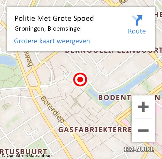 Locatie op kaart van de 112 melding: Politie Met Grote Spoed Naar Groningen, Bloemsingel op 24 oktober 2024 09:06