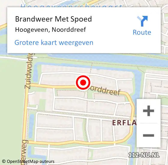 Locatie op kaart van de 112 melding: Brandweer Met Spoed Naar Hoogeveen, Noorddreef op 24 oktober 2024 09:07