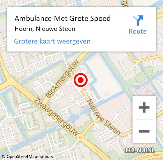 Locatie op kaart van de 112 melding: Ambulance Met Grote Spoed Naar Hoorn, Nieuwe Steen op 24 oktober 2024 09:12