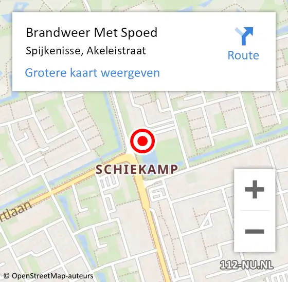 Locatie op kaart van de 112 melding: Brandweer Met Spoed Naar Spijkenisse, Akeleistraat op 24 oktober 2024 09:13