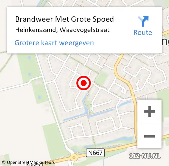 Locatie op kaart van de 112 melding: Brandweer Met Grote Spoed Naar Heinkenszand, Waadvogelstraat op 24 oktober 2024 09:28