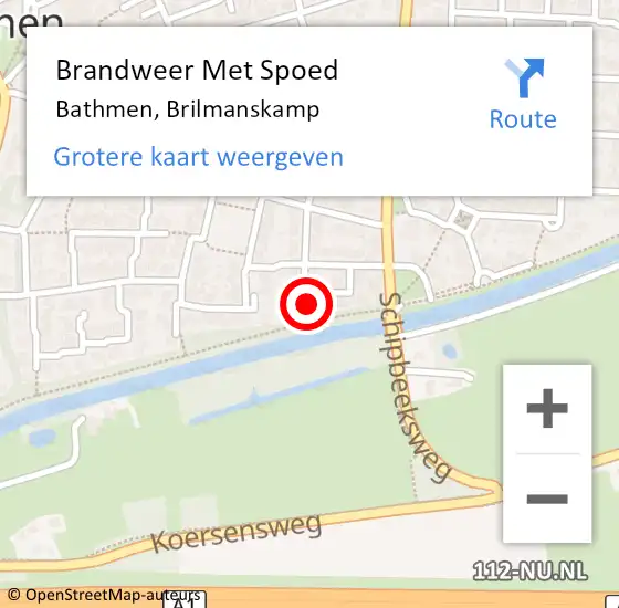 Locatie op kaart van de 112 melding: Brandweer Met Spoed Naar Bathmen, Brilmanskamp op 18 oktober 2013 15:57