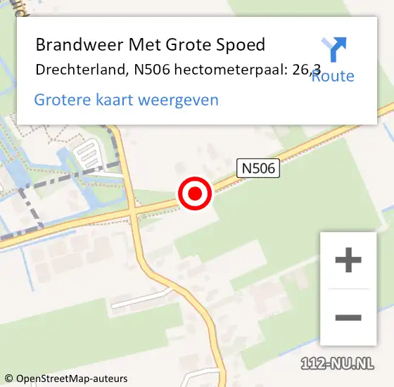 Locatie op kaart van de 112 melding: Brandweer Met Grote Spoed Naar Drechterland, N506 hectometerpaal: 26,3 op 24 oktober 2024 09:44