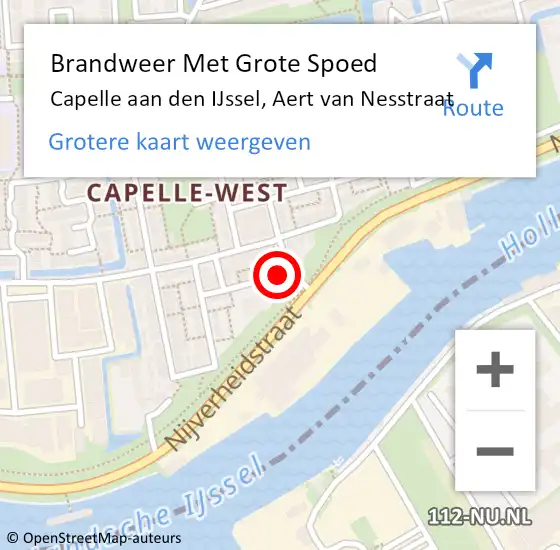 Locatie op kaart van de 112 melding: Brandweer Met Grote Spoed Naar Capelle aan den IJssel, Aert van Nesstraat op 24 oktober 2024 10:02