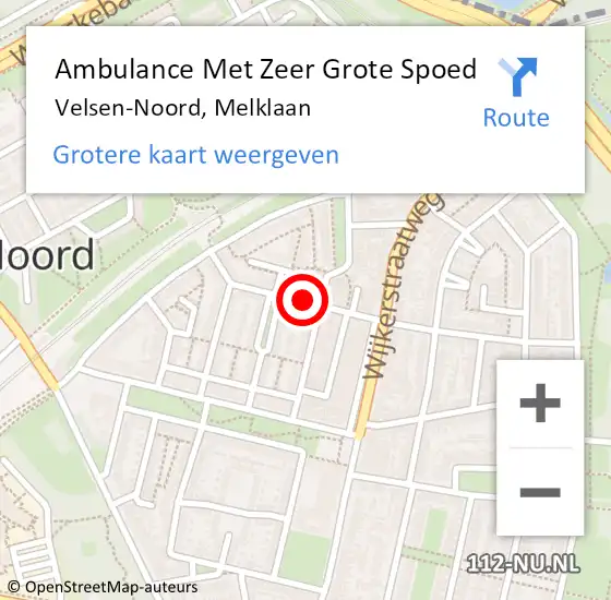 Locatie op kaart van de 112 melding: Ambulance Met Zeer Grote Spoed Naar Velsen-Noord, Melklaan op 24 oktober 2024 10:18