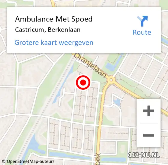 Locatie op kaart van de 112 melding: Ambulance Met Spoed Naar Castricum, Berkenlaan op 24 oktober 2024 10:22