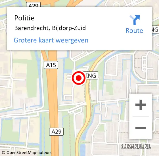 Locatie op kaart van de 112 melding: Politie Barendrecht, Bijdorp-Zuid op 24 oktober 2024 10:28