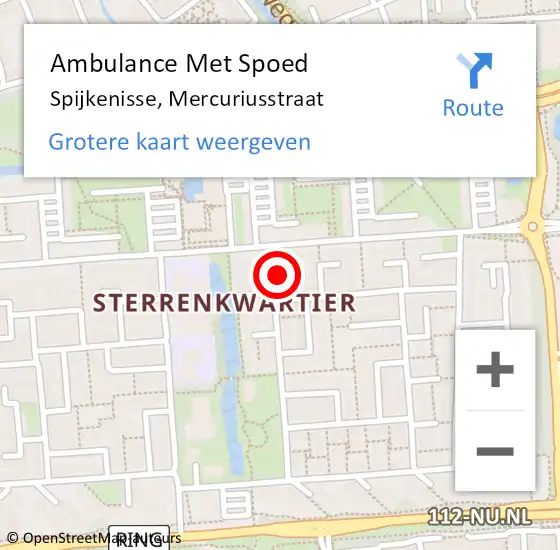 Locatie op kaart van de 112 melding: Ambulance Met Spoed Naar Spijkenisse, Mercuriusstraat op 24 oktober 2024 10:34