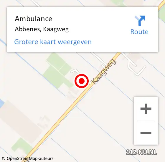 Locatie op kaart van de 112 melding: Ambulance Abbenes, Kaagweg op 24 oktober 2024 11:08