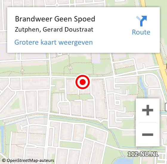 Locatie op kaart van de 112 melding: Brandweer Geen Spoed Naar Zutphen, Gerard Doustraat op 24 oktober 2024 11:11