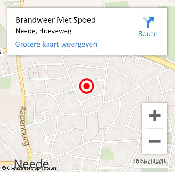 Locatie op kaart van de 112 melding: Brandweer Met Spoed Naar Neede, Hoeveweg op 24 oktober 2024 11:20