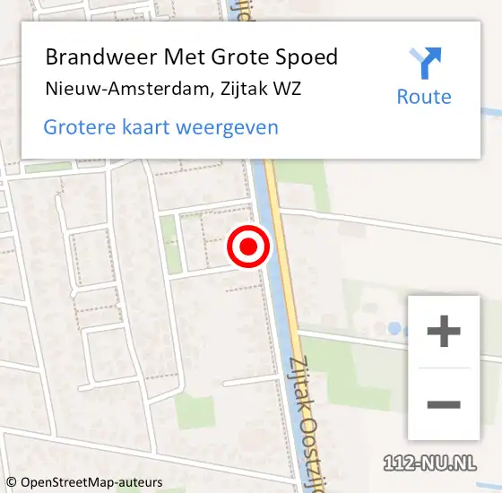 Locatie op kaart van de 112 melding: Brandweer Met Grote Spoed Naar Nieuw-Amsterdam, Zijtak WZ op 24 oktober 2024 11:28