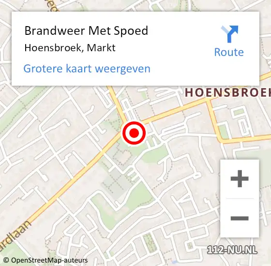 Locatie op kaart van de 112 melding: Brandweer Met Spoed Naar Hoensbroek, Markt op 24 oktober 2024 11:34